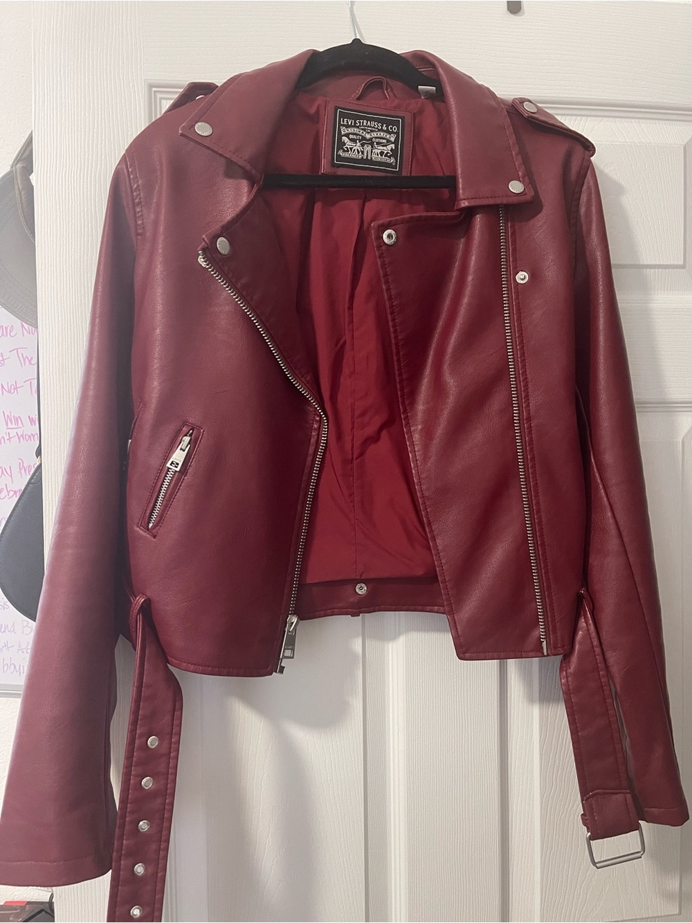 Levi's Women's Deep Red Faux Leather Moto Jacket